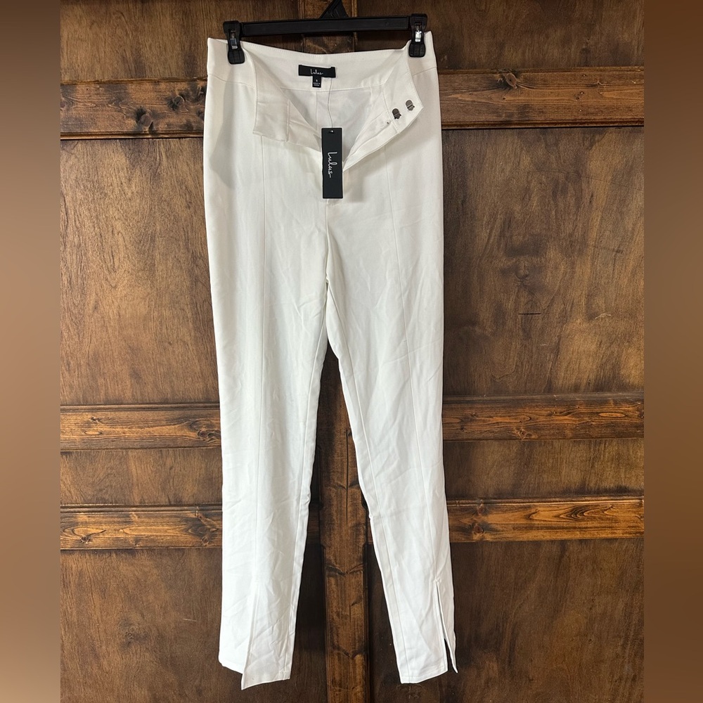Lulu's Ivory High-Waisted Trousers